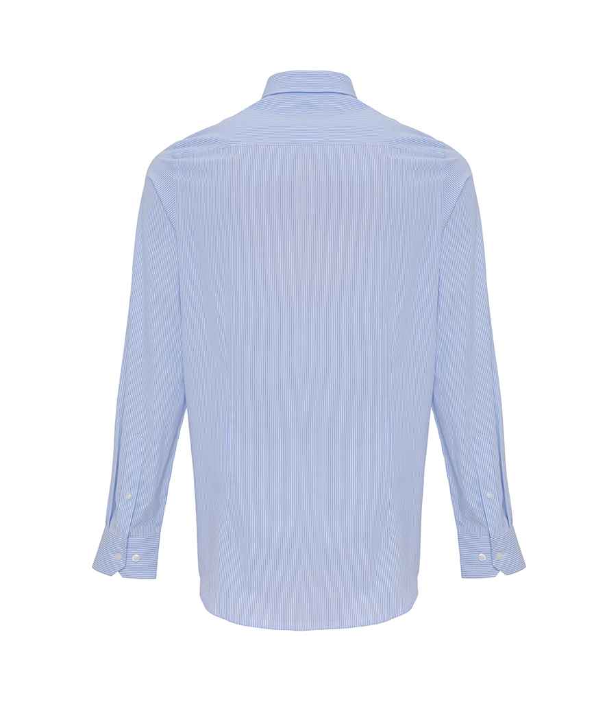 Premier Long Sleeve Striped Oxford Shirt - White/Oxford Blue