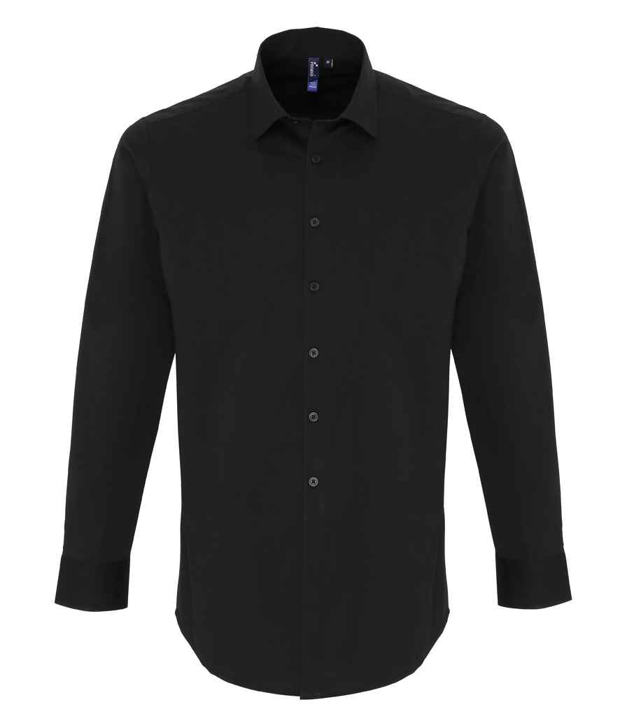 Premier Long Sleeve Stretch Fit Poplin Shirt - Black