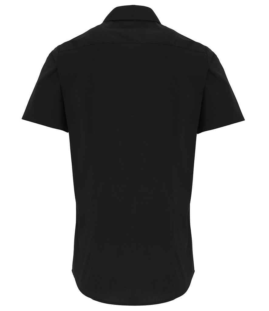Premier Short Sleeve Stretch Fit Poplin Shirt - Black