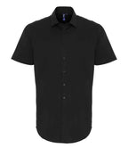 Premier Short Sleeve Stretch Fit Poplin Shirt - Black
