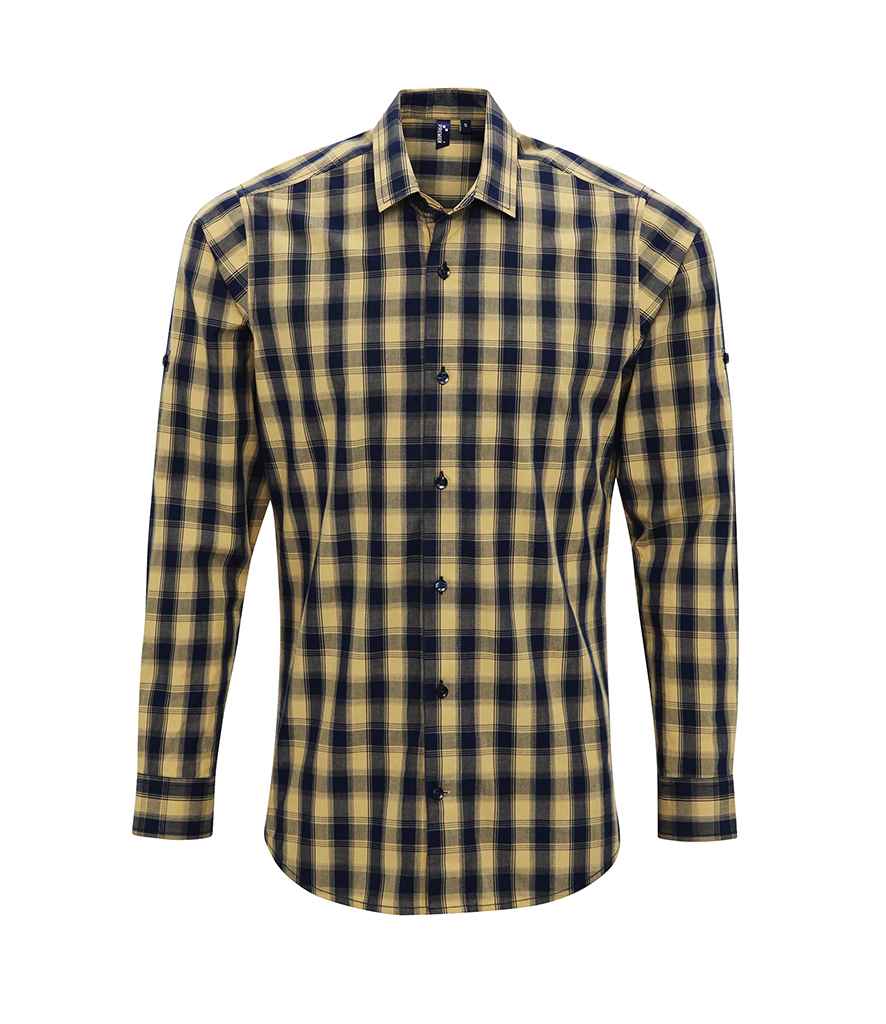 Premier Mulligan Check Long Sleeve Shirt - Camel/Navy