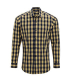 Premier Mulligan Check Long Sleeve Shirt - Camel/Navy