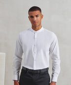 Banded collar grandad long sleeve shirt