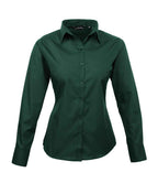 Premier Ladies Long Sleeve Poplin Blouse - Bottle Green