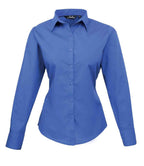 Premier Ladies Long Sleeve Poplin Blouse - Royal Blue