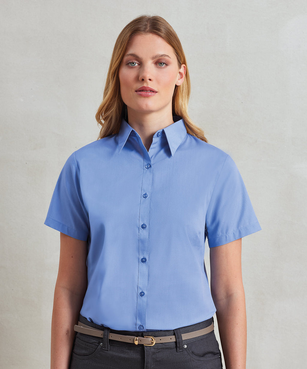 Women's short sleeve poplin blouse