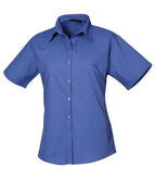 Premier Ladies Short Sleeve Poplin Blouse - Royal Blue