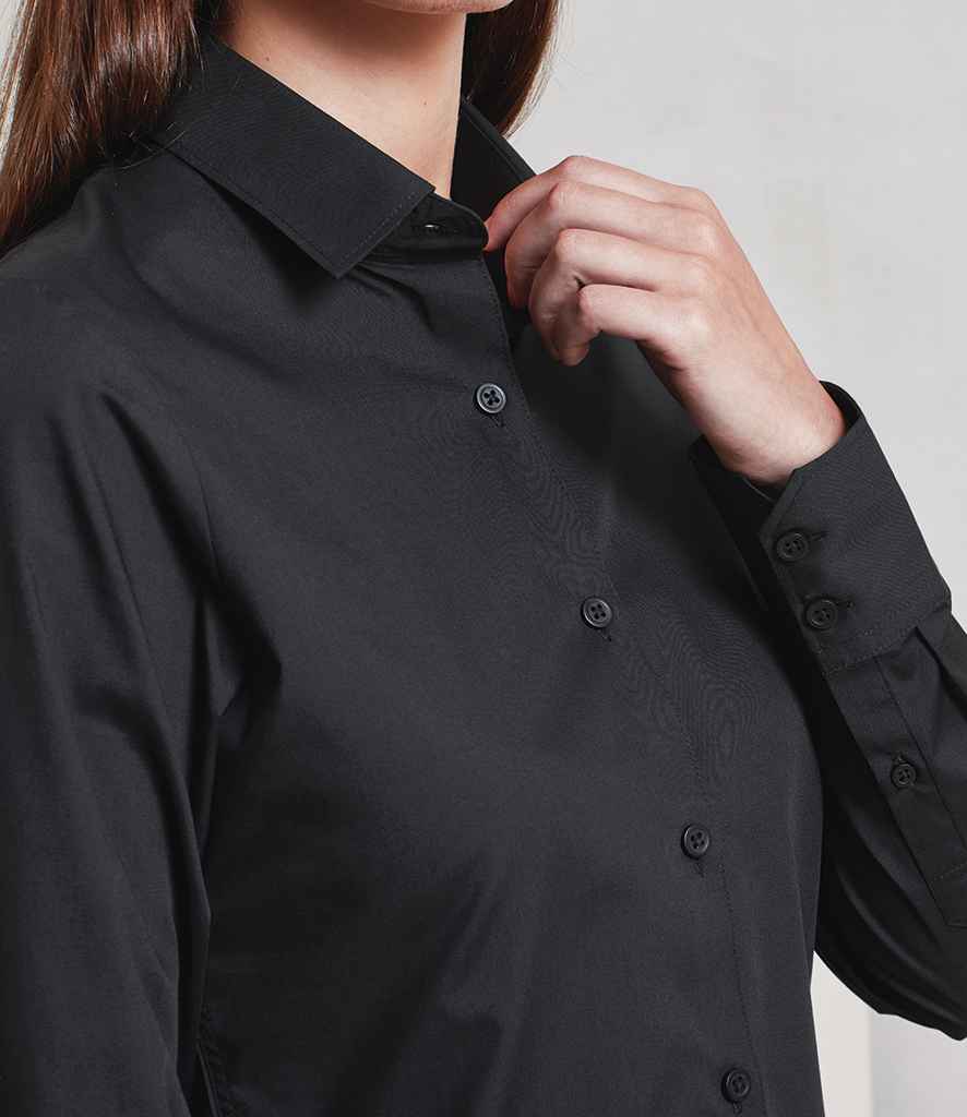 Premier Ladies Recyclight® Long Sleeve Poplin Shirt - Black