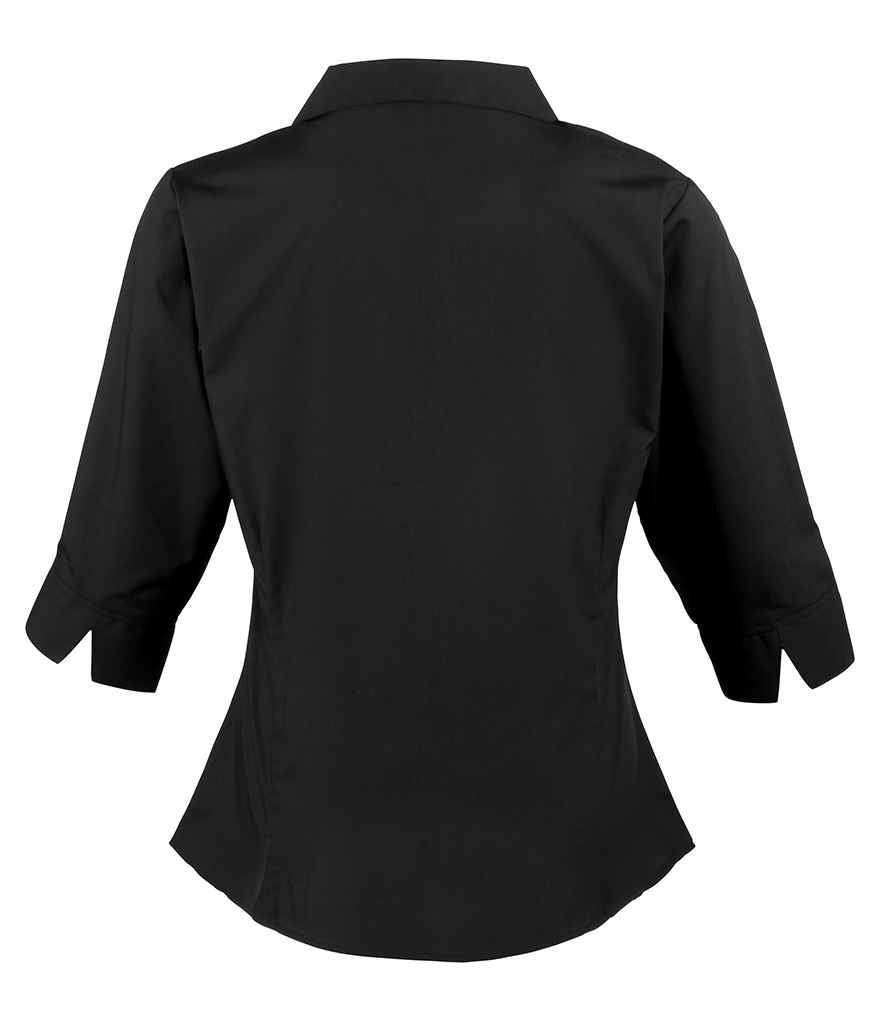 Premier Ladies 3/4 Sleeve Poplin Blouse - Black