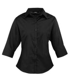 Premier Ladies 3/4 Sleeve Poplin Blouse - Black