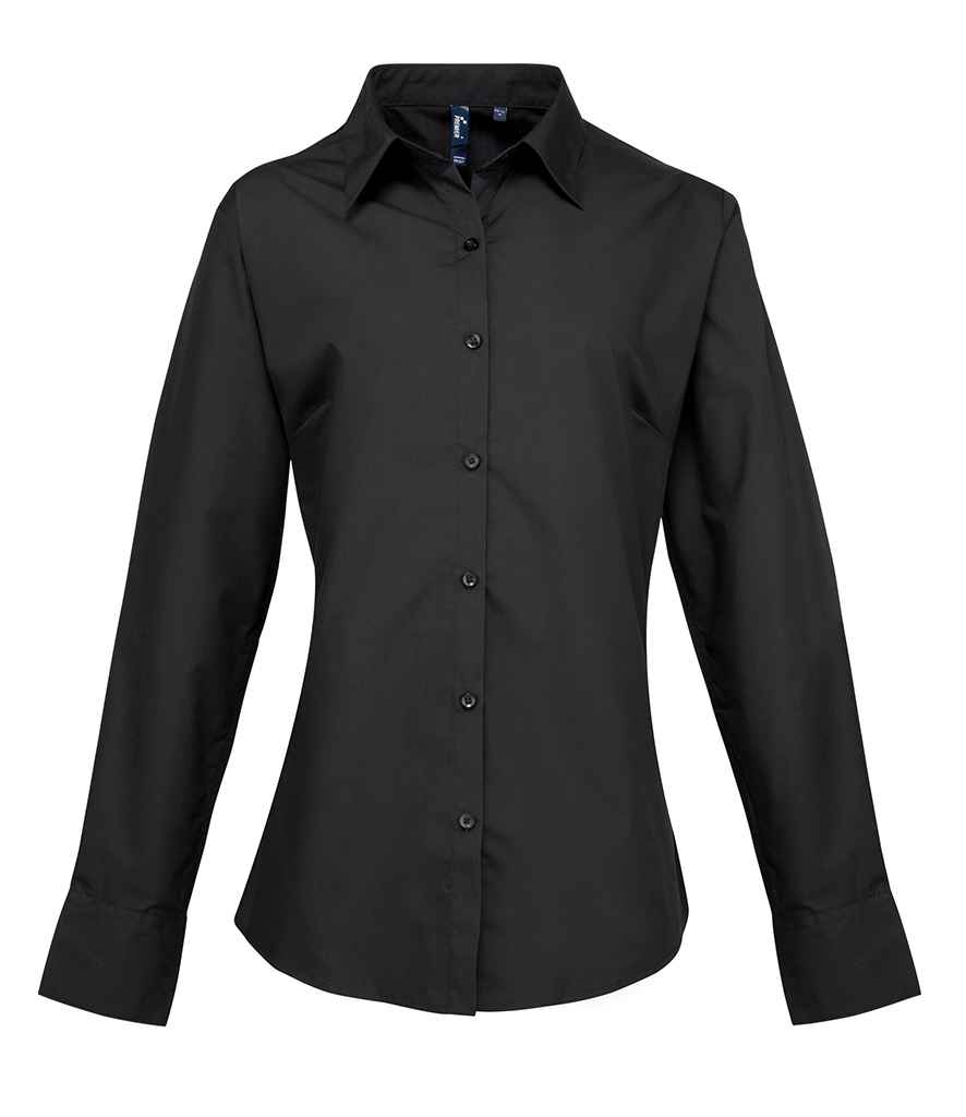 Premier Ladies Supreme Long Sleeve Poplin Shirt - Black