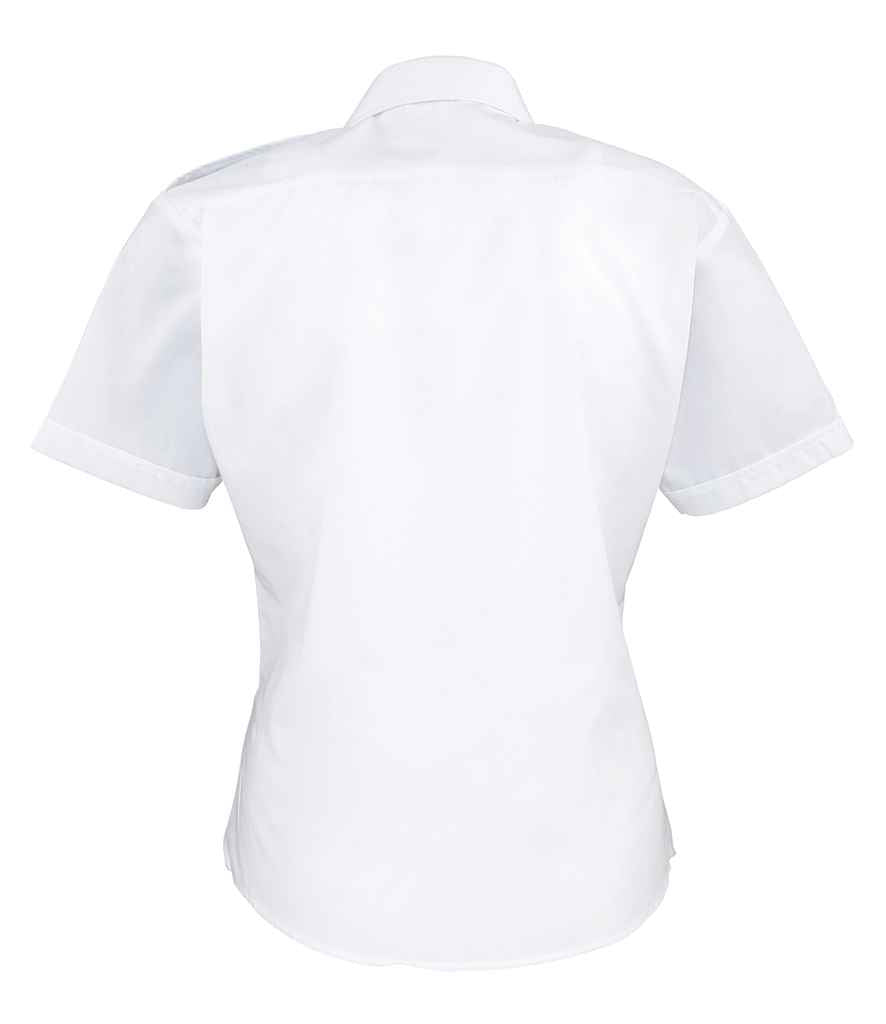 Premier Ladies Short Sleeve Pilot Shirt - White