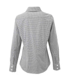 Premier Ladies Gingham Long Sleeve Shirt - Black/White