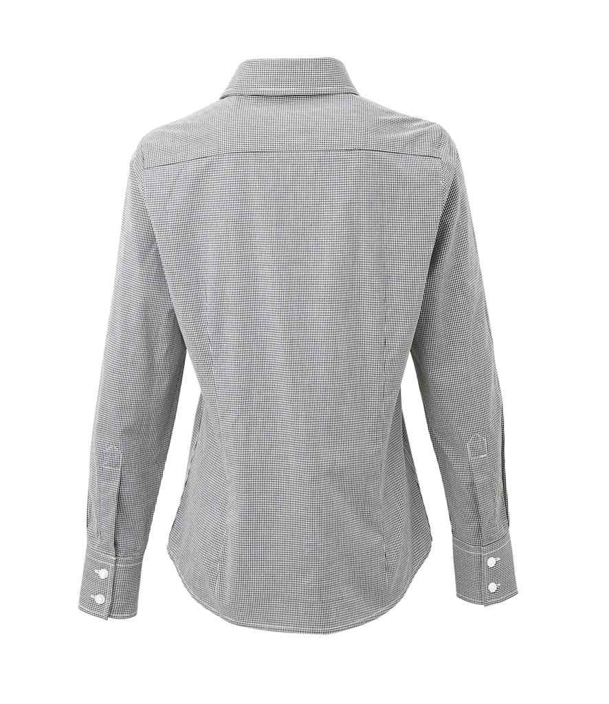 Premier Ladies Gingham Long Sleeve Shirt - Black/White