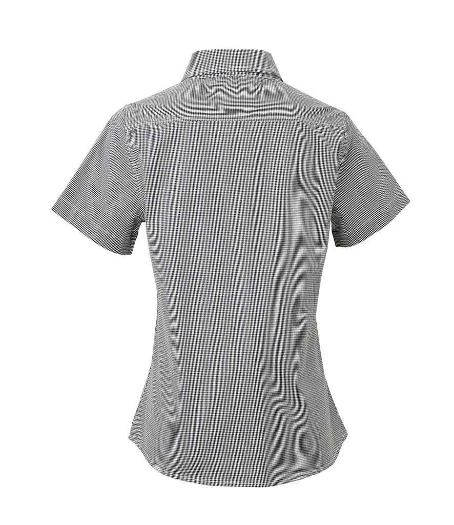 Premier Ladies Gingham Short Sleeve Shirt - Black/White