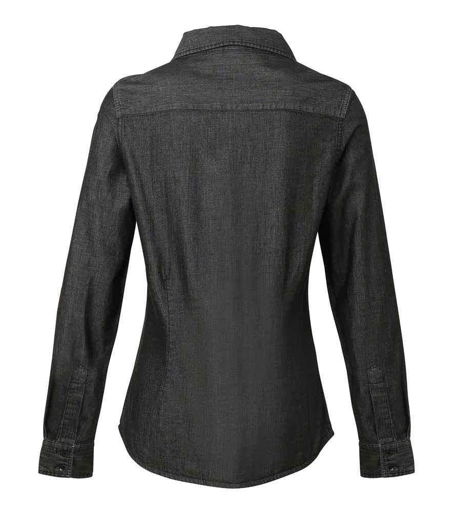 Premier Ladies Jeans Stitch Denim Shirt - Black Denim