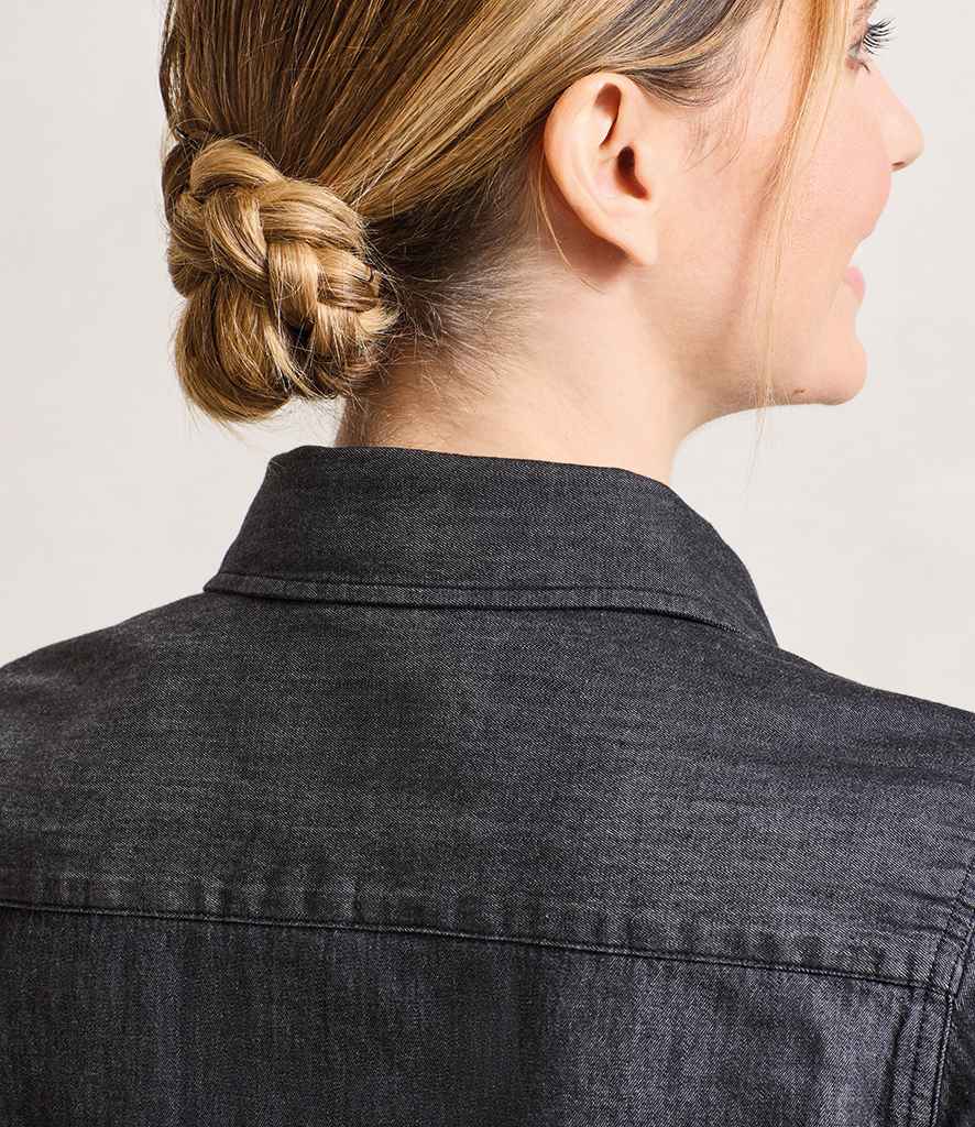 Premier Ladies Jeans Stitch Denim Shirt - Black Denim