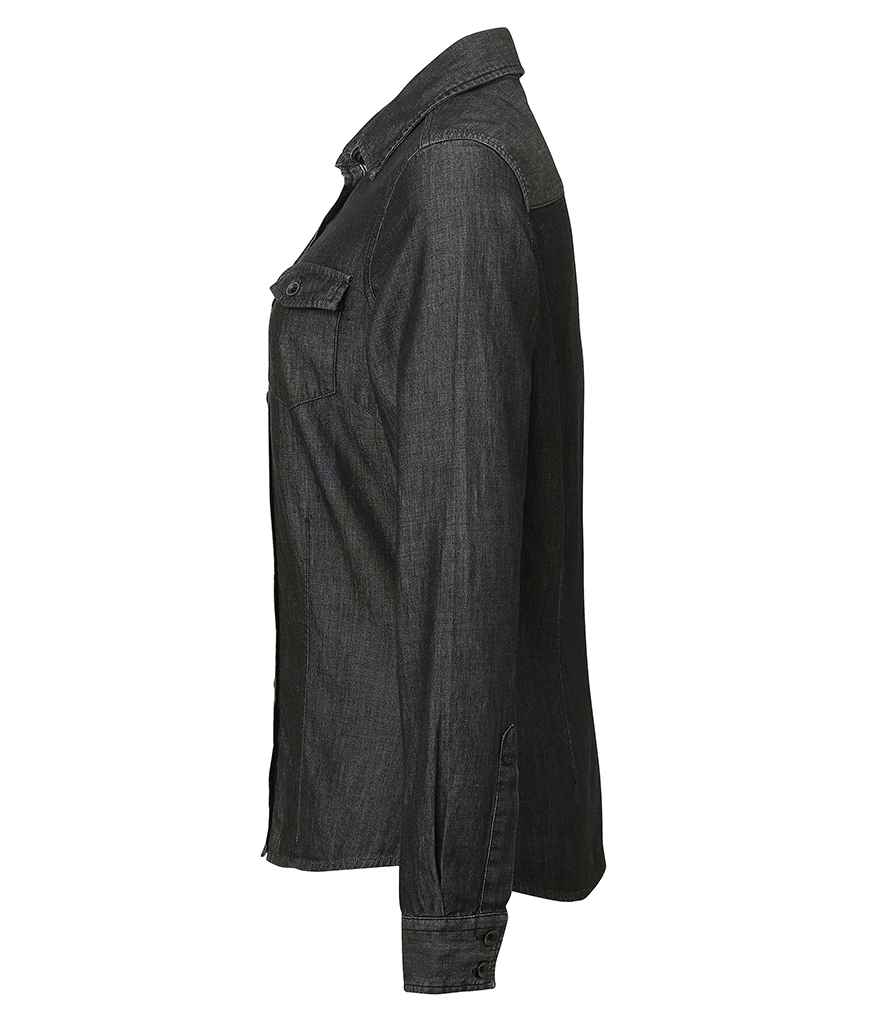 Premier Ladies Jeans Stitch Denim Shirt - Black Denim