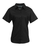 Premier Ladies Signature Short Sleeve Oxford Shirt - Black