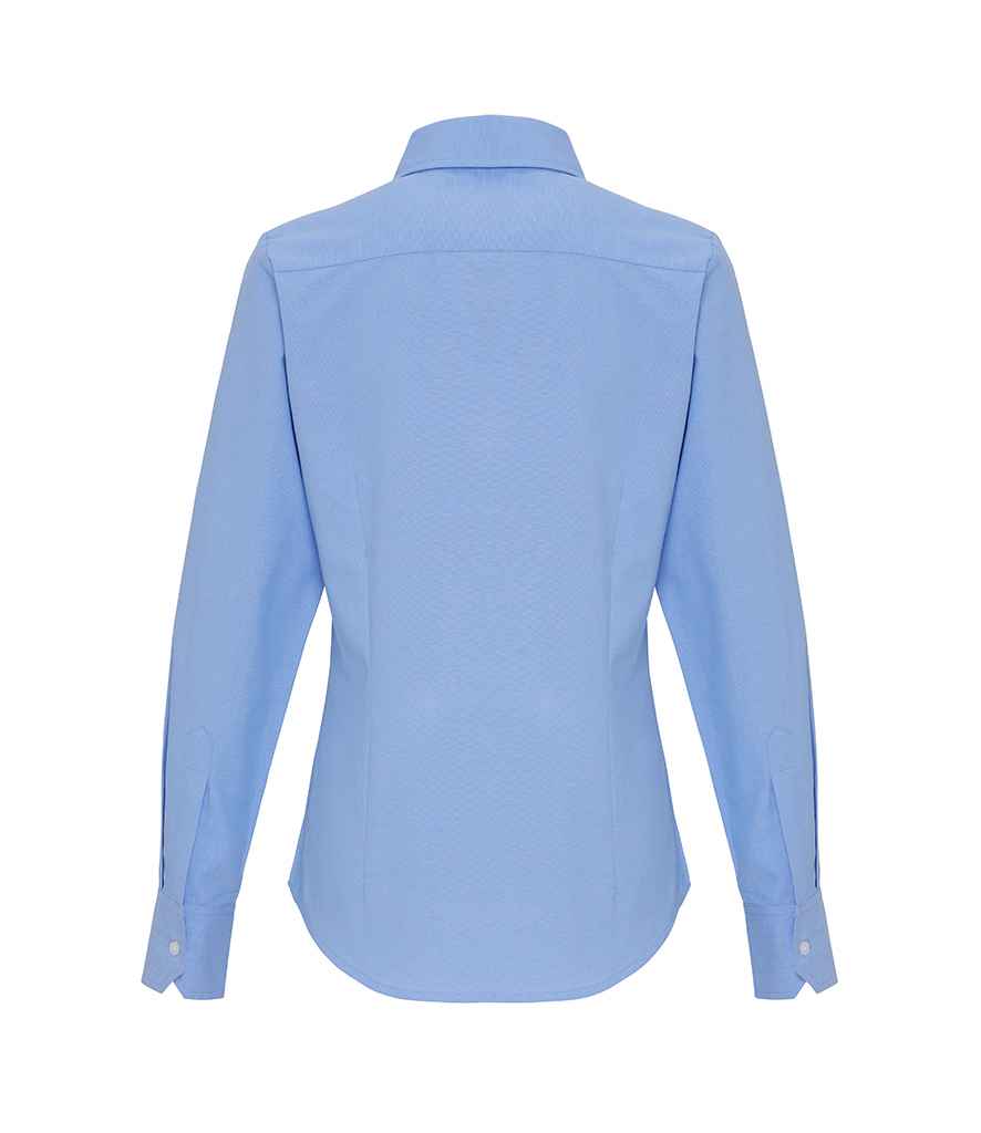 Premier Ladies Long Sleeve Striped Oxford Shirt - Oxford Blue