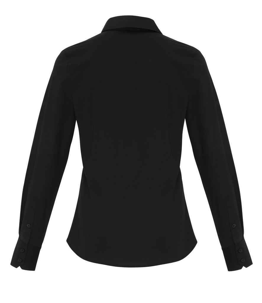 Premier Ladies Long Sleeve Stretch Fit Poplin Shirt - Black