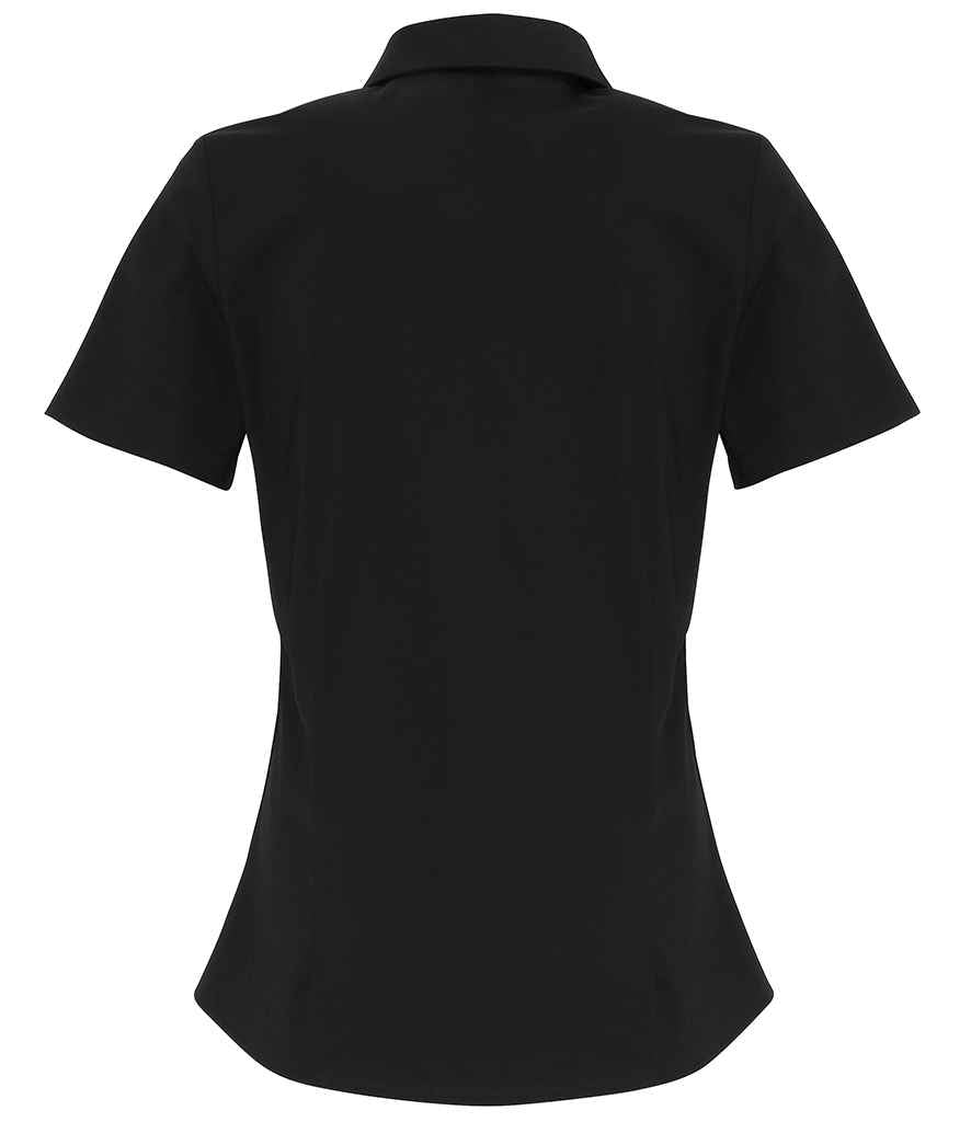 Premier Ladies Short Sleeve Stretch Fit Poplin Shirt - Black