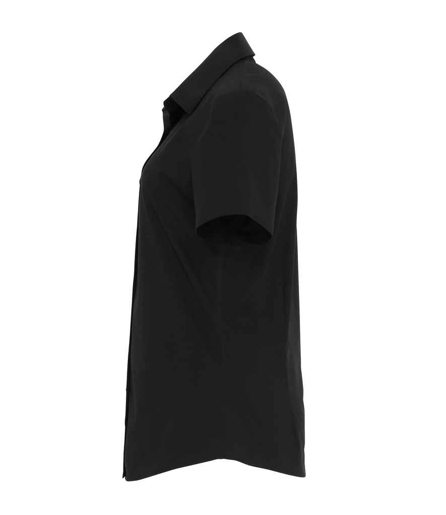 Premier Ladies Short Sleeve Stretch Fit Poplin Shirt - Black