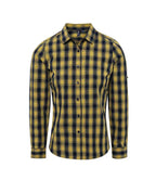Premier Ladies Mulligan Check Long Sleeve Shirt - Camel/Navy