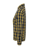 Premier Ladies Mulligan Check Long Sleeve Shirt - Camel/Navy