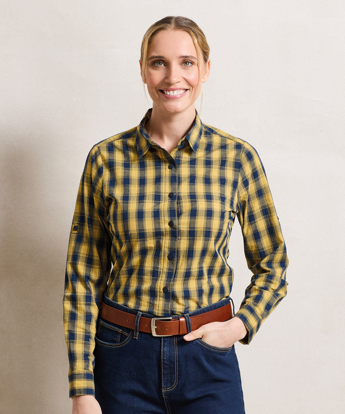 Women's Mulligan check cotton long sleeve shirt