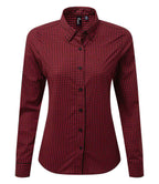Premier Ladies Maxton Check Long Sleeve Shirt - Black/Red