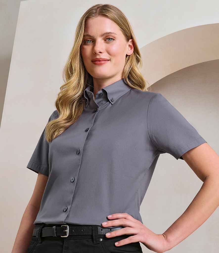 Premier Ladies Supreme Short Sleeve Oxford Shirt - Steel