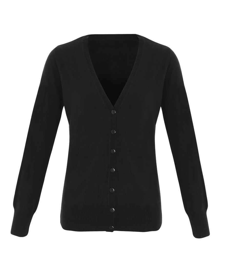 Premier Ladies Essential Acrylic V Neck Cardigan - Black