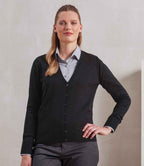 Premier Ladies Essential Acrylic V Neck Cardigan - Black