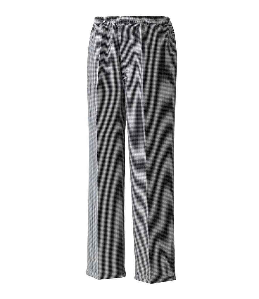 Premier Pull On Chef's Check Trousers - Black/White