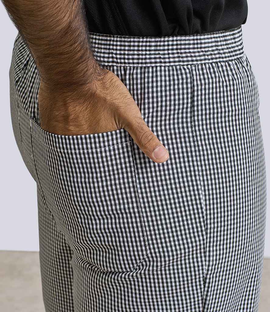 Premier Pull On Chef's Check Trousers - Black/White