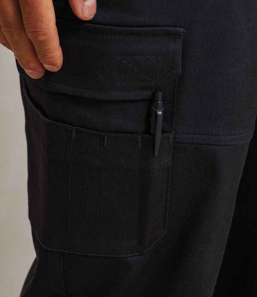 Premier Unisex Stretchchecker Work Cargo Trousers - Black