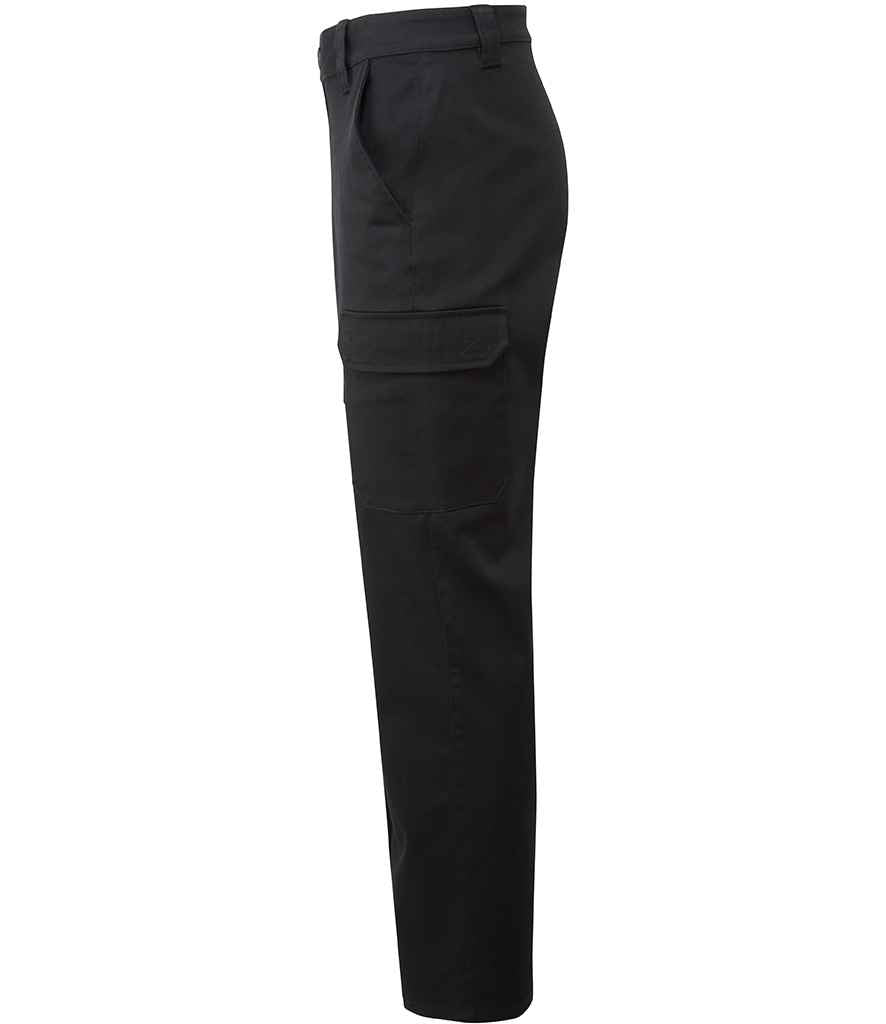 Premier Unisex Stretchchecker Work Cargo Trousers - Black