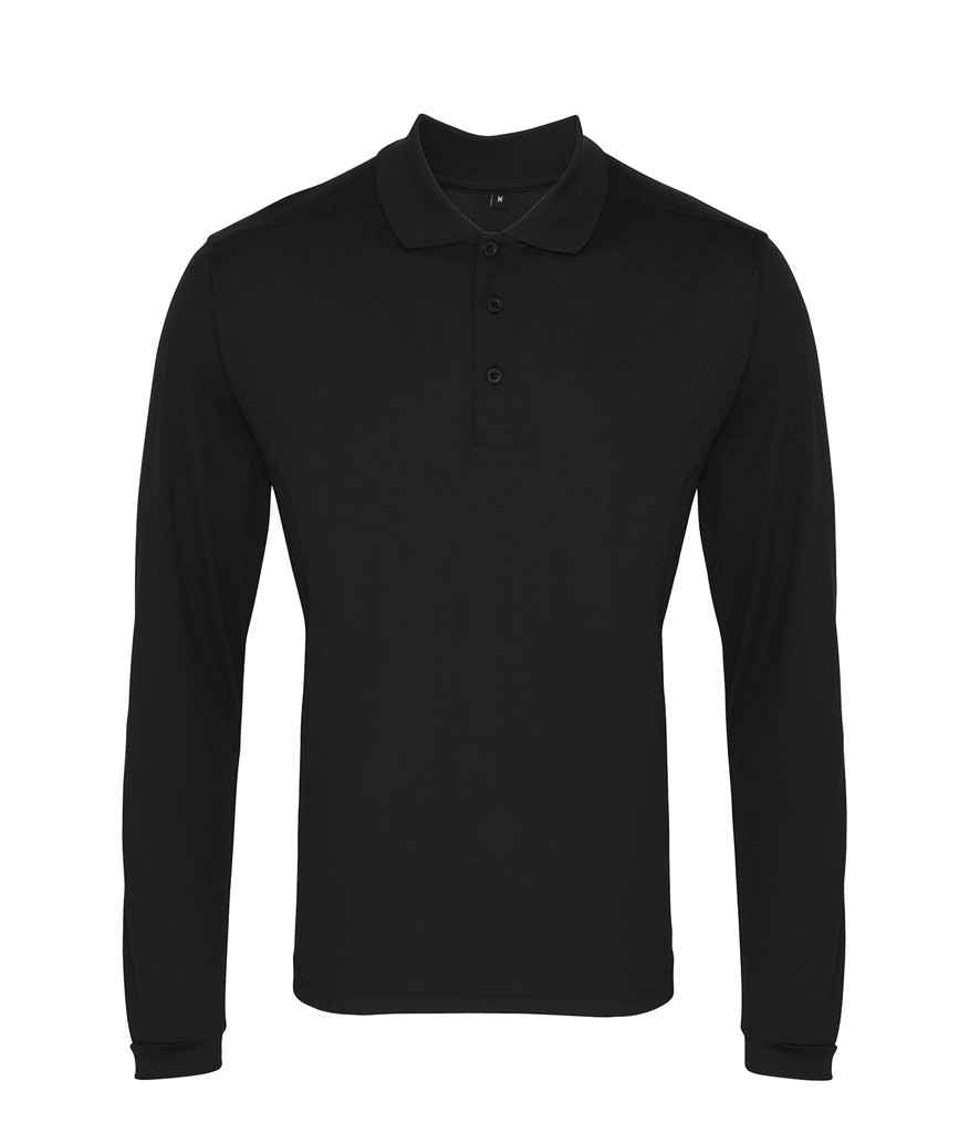 Premier Long Sleeve Coolchecker® Piqué Polo Shirt - Black