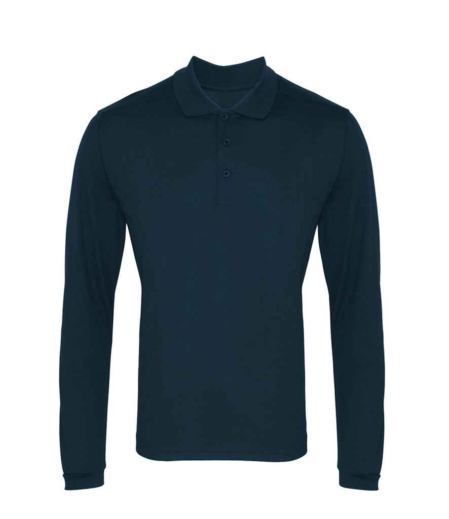 Premier Long Sleeve Coolchecker® Piqué Polo Shirt - Navy