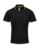 Premier Contrast Coolchecker® Piqué Polo Shirt - Black/Lime Green