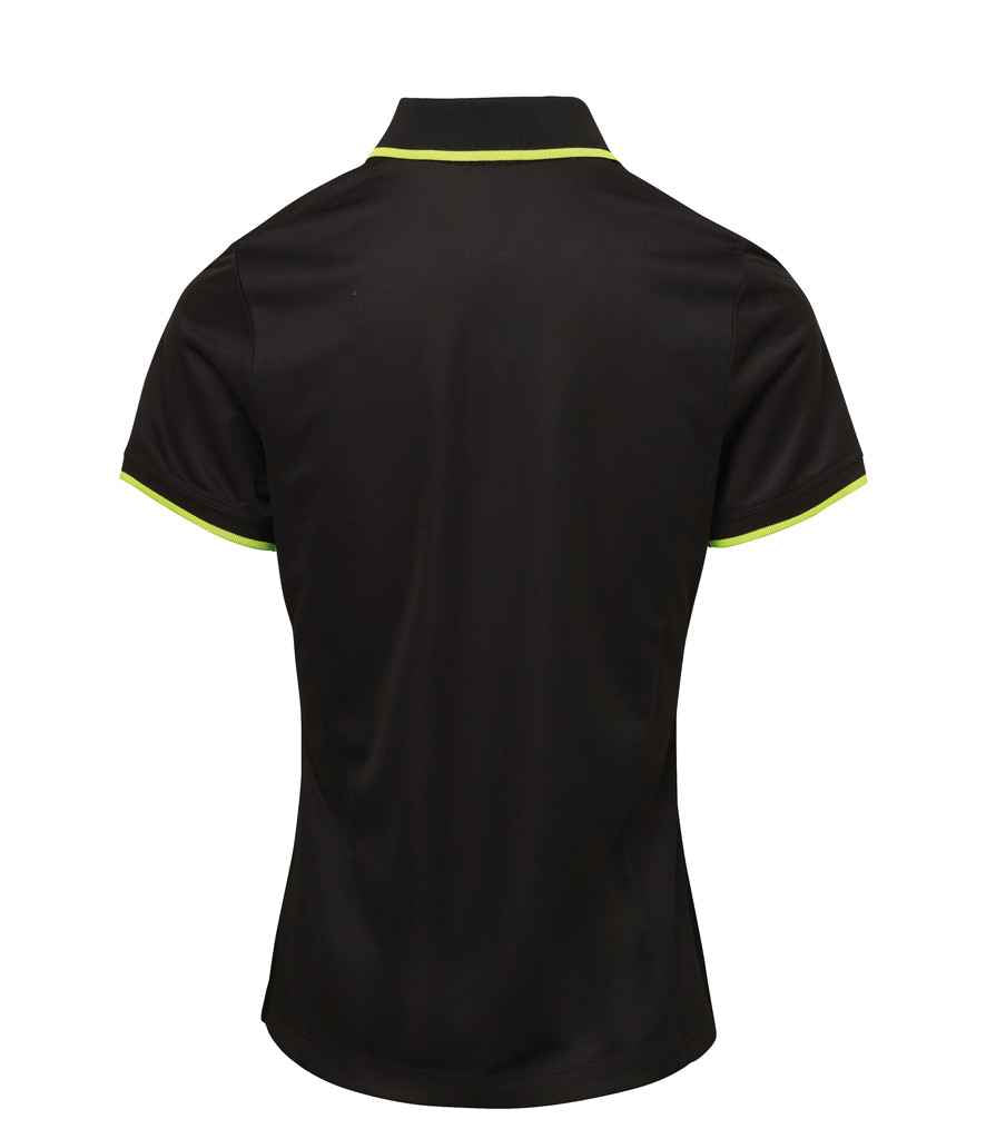 Premier Ladies Contrast Coolchecker® Piqué Polo Shirt - Black/Lime Green