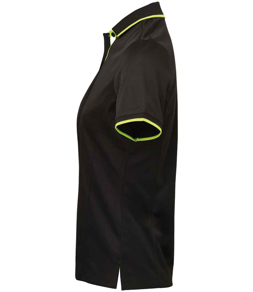 Premier Ladies Contrast Coolchecker® Piqué Polo Shirt - Black/Lime Green