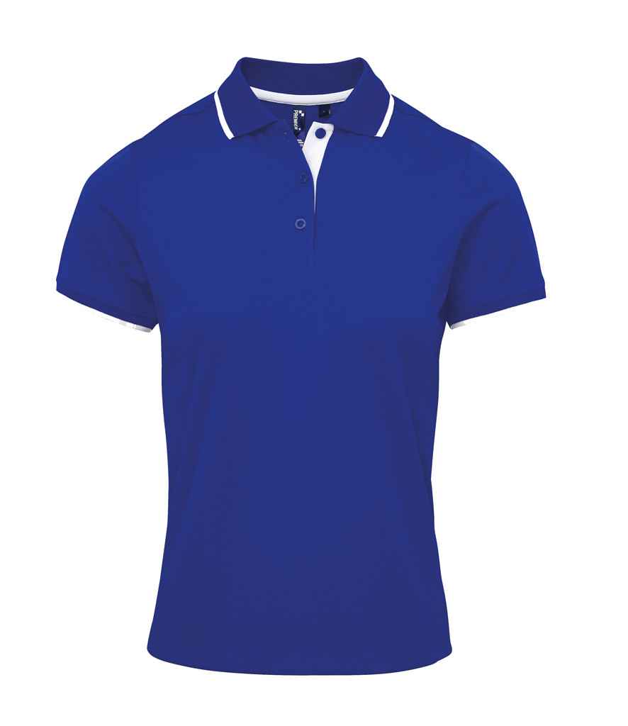 Premier Ladies Contrast Coolchecker® Piqué Polo Shirt - Royal Blue/White