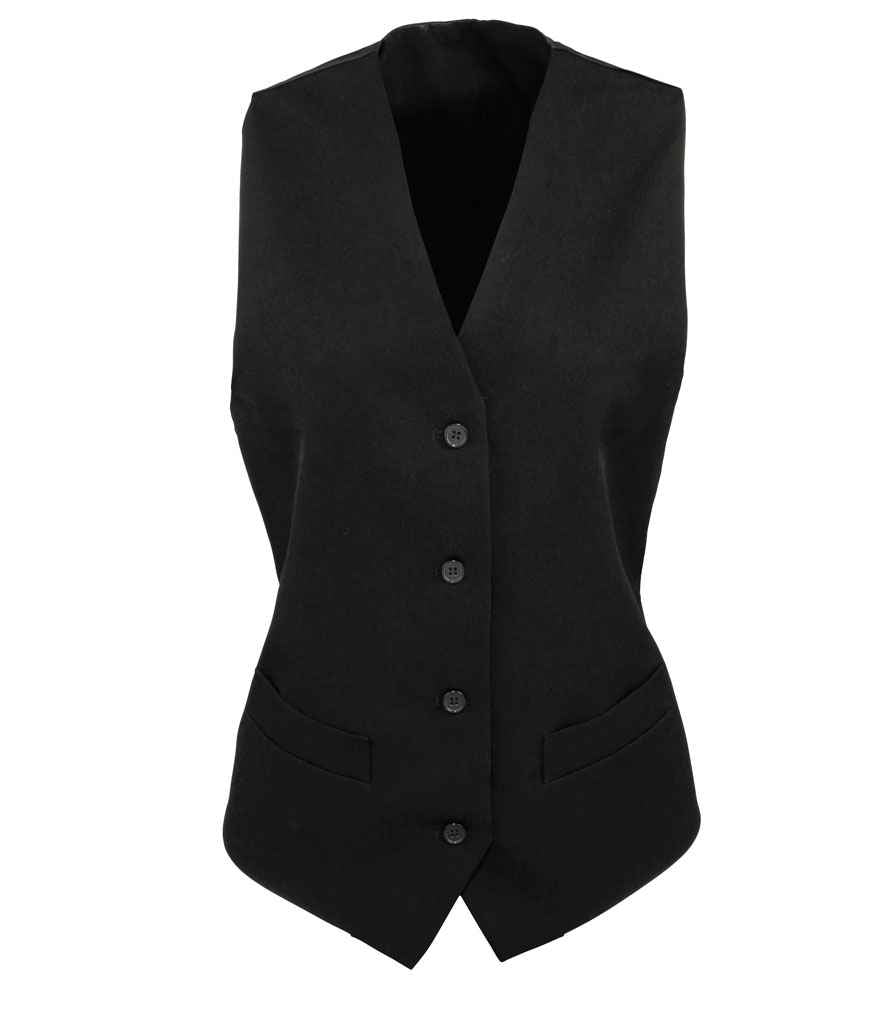 Premier Ladies Lined Waistcoat - Black