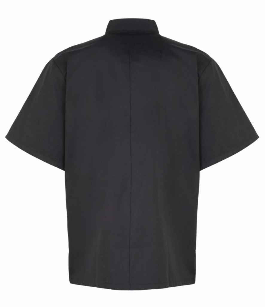 Premier Unisex Short Sleeve Stud Front Chef's Jacket - Black