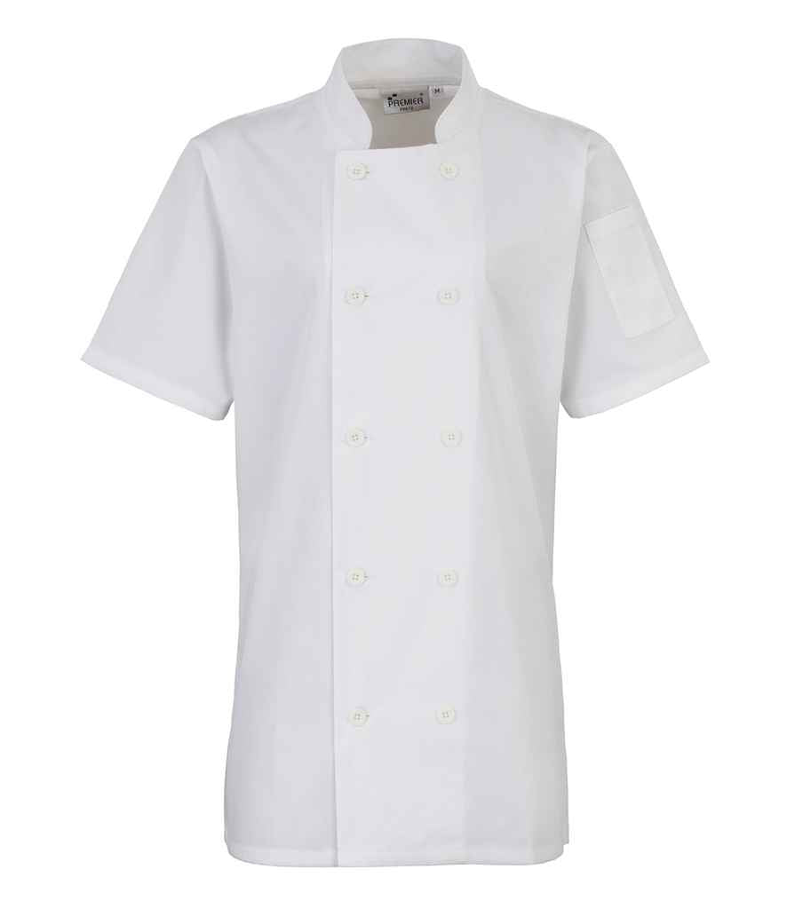Premier Ladies Short Sleeve Chef's Jacket - White