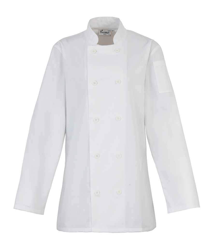 Premier Ladies Long Sleeve Chef's Jacket - White