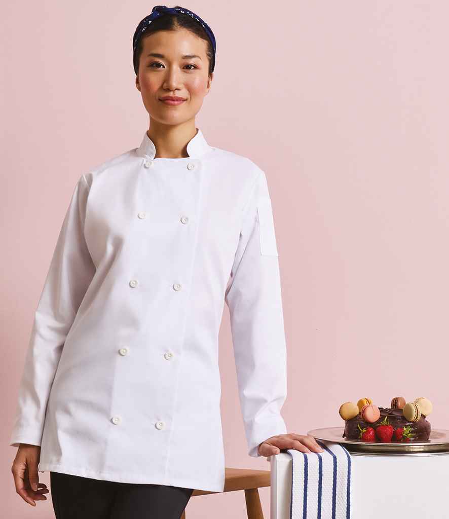Premier Ladies Long Sleeve Chef's Jacket - White
