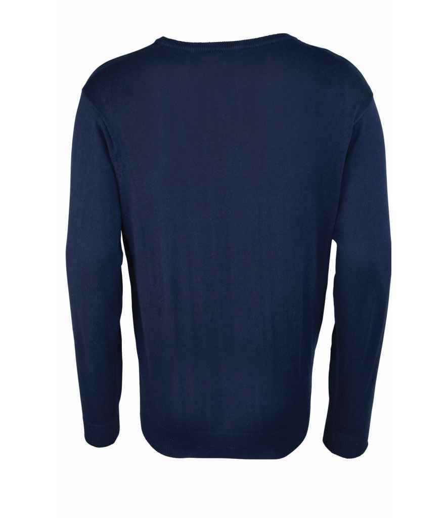 Premier Knitted Cotton Acrylic V Neck Sweater - Navy